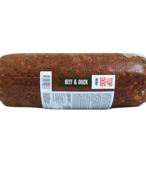 Top Dog vorst Beef and Duck veis, part, kilud, porgand, õun, brokkoli, kõrvits, spinat, marjad