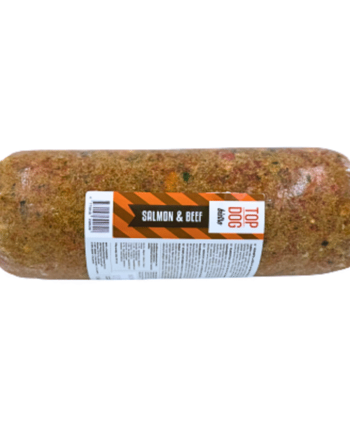 *Top Dog vorst Salmon and Beef lõhe, veis, porgand, õun, spargel, kapsas, kõrvits, spinat, mustikad